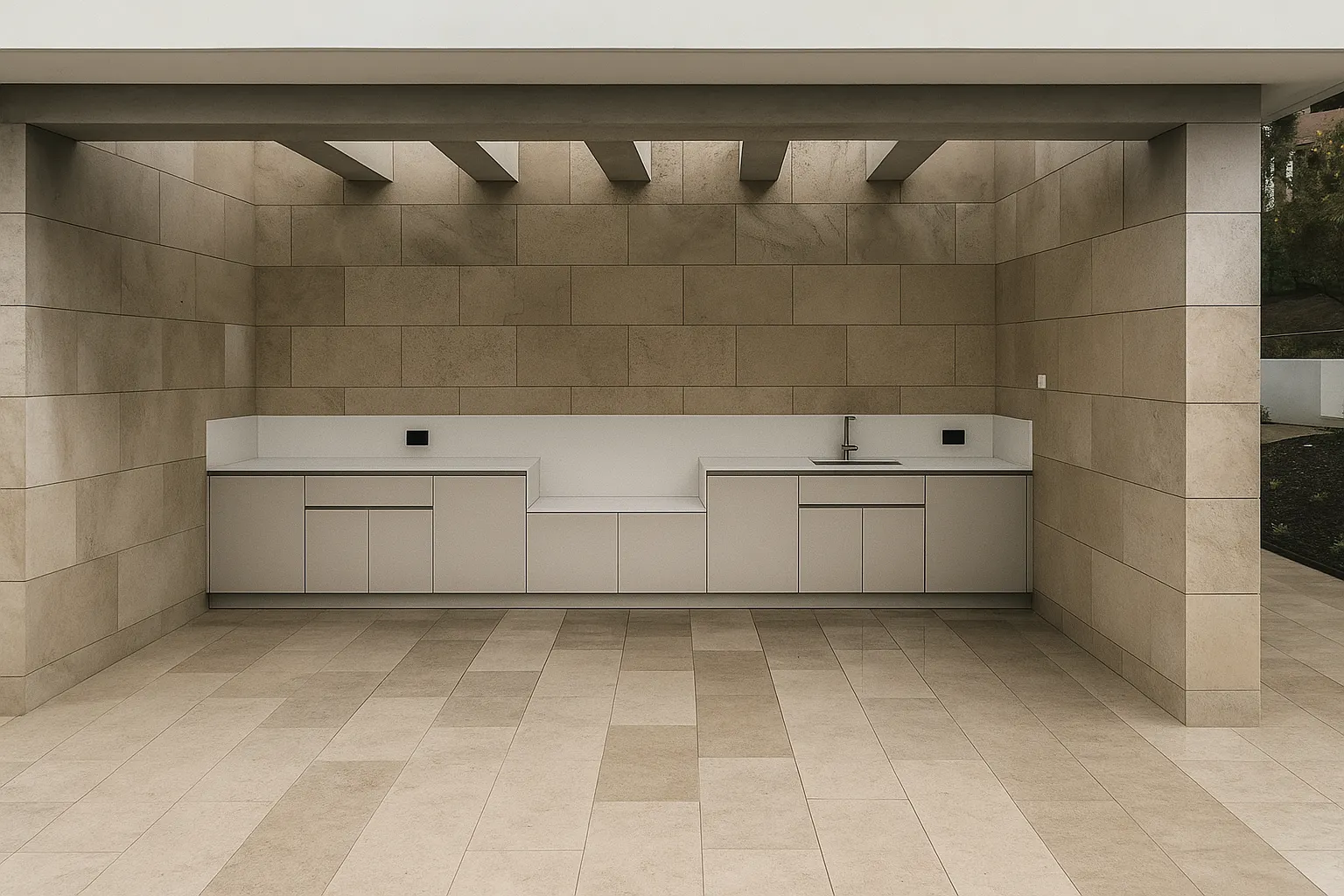 20250704_0848_Contemporary Outdoor Kitchen_remix_01jza2xkfbfcq8htxewsm3re9r